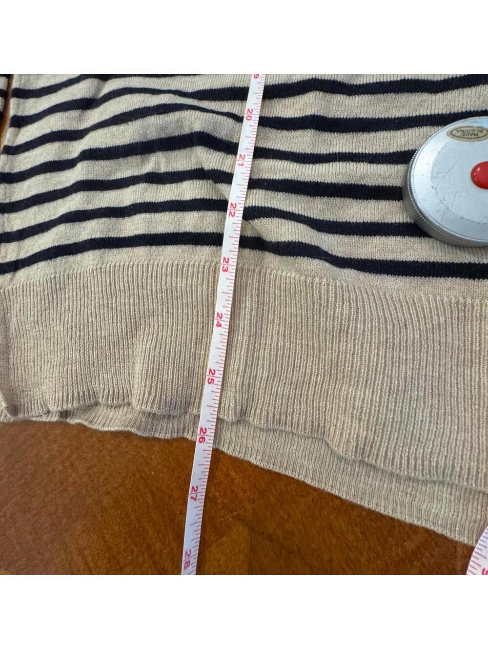 Primary Women's Beige and Navy Striped Wool Blend Sweater Size L j-2 - Picture 6 of 8